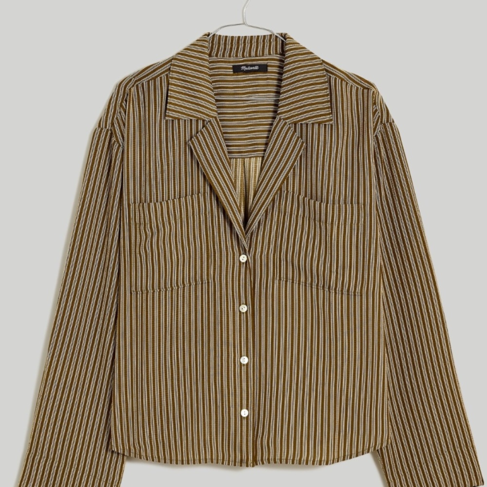 Madewell Brown and White Striped Shirt